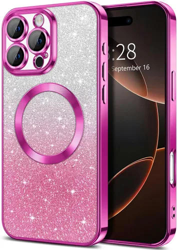 Miniatura 110 de Hython Funda para iPhone 13 Pro transparente con purpurina magnética [compatible con MagSafe] Protector completo de lente de cámara delgado