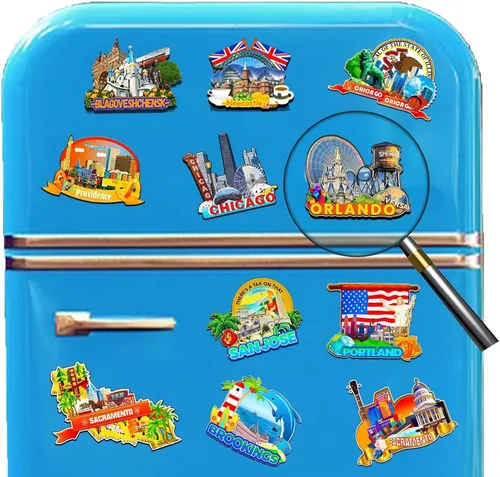Miniatura 4 de Imán de madera para nevera Orlando Florida, Estados Unidos, 3D, monumentos de viaje, coleccionables, recuerdos, decoración hecha a mano -2148