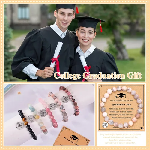Miniatura 13 de 2024 Graduation Gifts for Her Him Natural Stone Bracelet Class of 2024 High School College Graduation Gift for Women Men