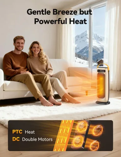 Miniatura 4 de Calentador de espacio, calentadores eléctricos de cerámica PTC de 1500 W para uso en interiores con control remoto, calentador de habitación de 4