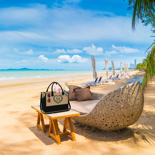 Miniatura 7 de Regalos personalizados para mujeres, regalos para el día de la madre, bolsa de playa inicial y bolsa de maquillaje, regalos de cumpleaños