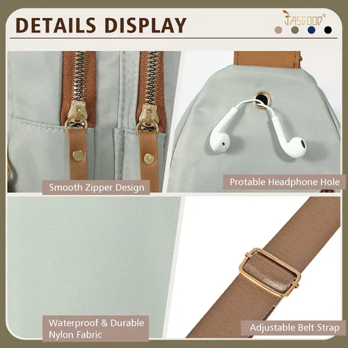Miniatura 4 de JASGOOD Mochila bandolera pequeña para mujer, cangurera, cangurera, bolsa de hombro para viajes, D-light Verde