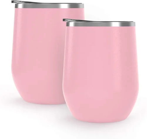 Miniatura 43 de Maars Bev - Vaso de vino de acero inoxidable sin tallo con tapa, aislado al vacío de 12 onzas, a prueba de derrames, apto para viajes, vasos midnight