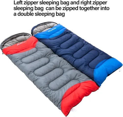 Miniatura 7 de BISINNA - Saco de dormir con almohada - Saco de dormir para 4 estaciones, ligero, impermeable, cálido y lavable para adultos, niños, mujeres, Gris