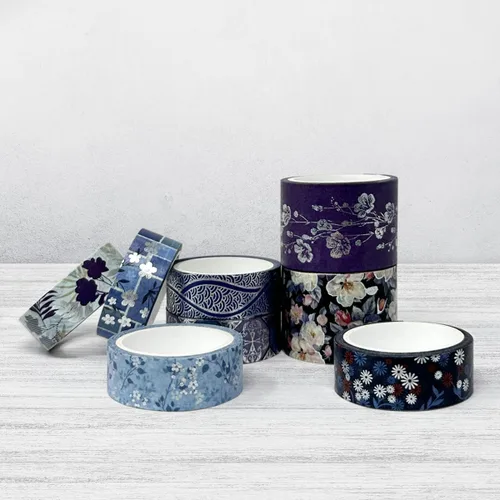 Miniatura 5 de allydrew Nature - Juego de cinta washi metálica para álbumes de recortes, papelería, diario, fabricación de tarjetas, (8 rollos), azul fresco floral