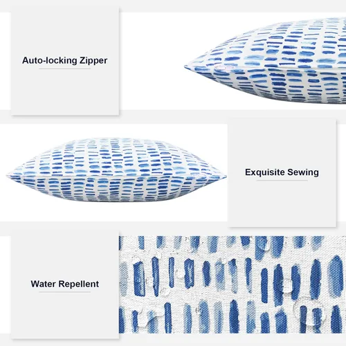 Miniatura 691 de Juego de 2 almohadas para exteriores de 16 x 16 pulgadas, repelentes al agua con interiores, para muebles de patio, hogar, jardín, geometría bohemia