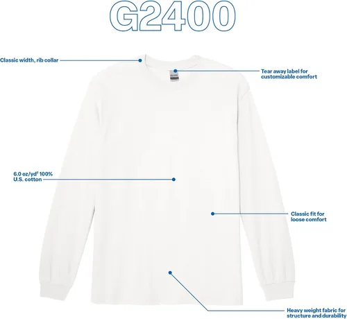 Miniatura 70 de Gildan - Camiseta de manga larga de algodón ultra estilo G2400 para adultos, paquete múltiple