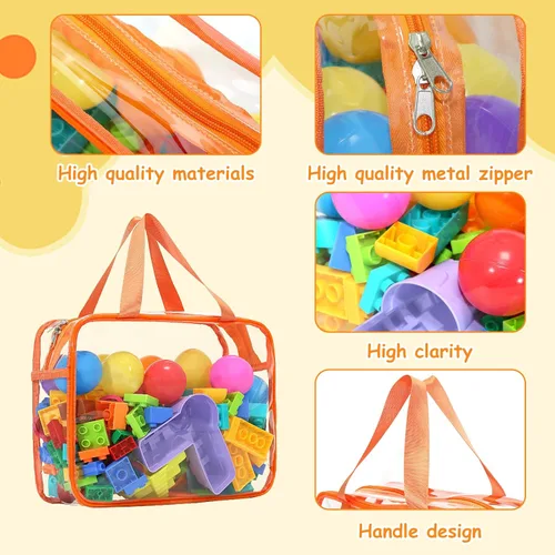 Miniatura 3 de 9 bolsas de almacenamiento de juguetes, bolsa organizadora de juguetes de PVC transparente que incluye 6 bolsas grandes de mano y 3 bolsas medianas