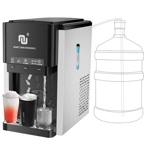 Miniatura 9 de NUNET Máquina de Hielo Portátil 3 en 1 Dispensador de Agua de Encimera Máquina de Hielo Incorporada 44 libras de Hielo Diario Carga Superior