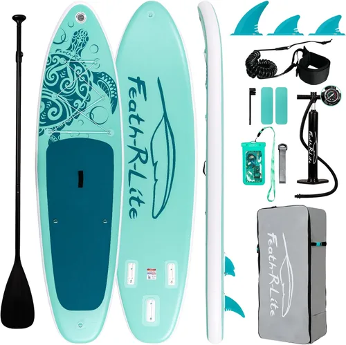 Miniatura 18 de FEATH-R-LITE Tabla de paddle surf inflable ultraligera de 10 pies x 30 pulgadas/10 pies 6 pulgadas x 33 pulgadas, para todos los niveles