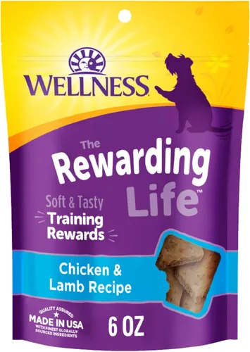 Wellness Rewarding Life - Golosinas para perros, golosinas de entrenamiento, sin granos, pollo suave y cordero (bolsa de 6 onzas)
