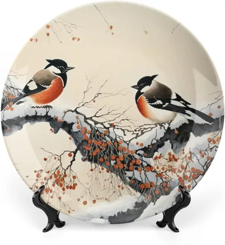 Plato decorativo de pintura de pájaros chinos y flores, platos de cerámica para decoración del hogar, regalos de boda, platos de cena para sala de