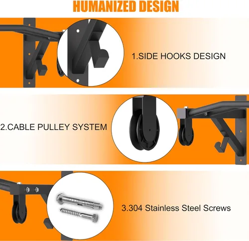 Miniatura 5 de Upgrade Pull Up Bar Wall Mounted,Heavy Duty Multi Grip Chin Up Bar for Strength Training, 600 lbs Capacity, Durable Steel Construction, Perfect for