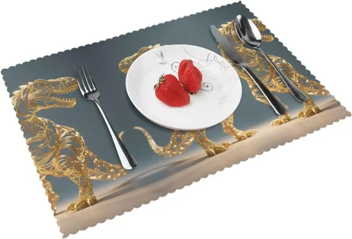 Miniatura 16 de Rectangular Placemats Set of 4, Heat Resistant Dusk Carnation Printed Kitchen Dining Table Mats
