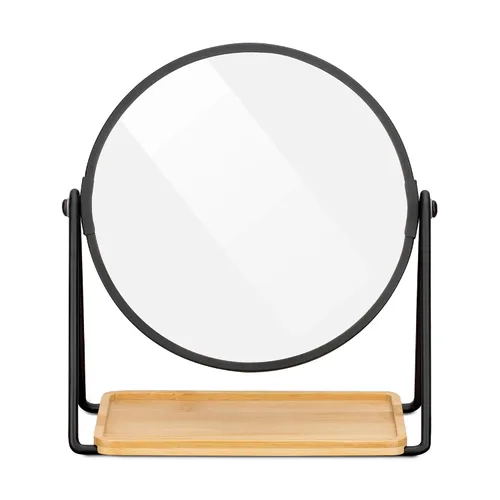 Miniatura 7 de Navaris Espejo de tocador con bandeja, espejo de maquillaje de doble cara con aumento 1x/2x y base de bambú, para baño, dormitorio, escritorio