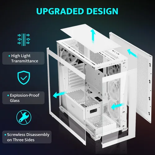 Miniatura 2 de darkFlash Chasis para PC ATX Torre Media, Caja de Computadora con 4 Ventiladores ARGB PWM Pre-Instalados, Caja para PC Gaming con Vista Completa