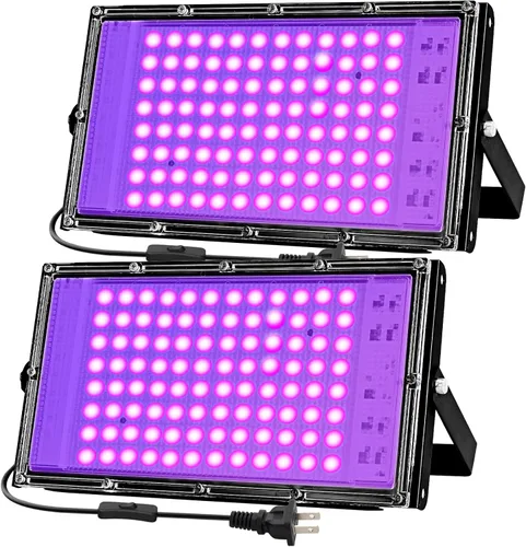 Luces negras de 100 W para fiesta brillante, luz negra de alta potencia para interiores, luz de inundación de 395 nm, luz negra UV, reflector de luz