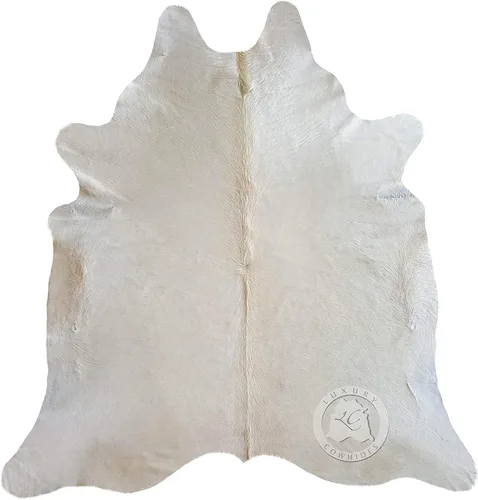 Miniatura 4 de Sunshine Cowhides Alfombra 100% auténtica de piel de vaca blanca natural, alfombra de estilo moderno de piel de animal y alfombra para el suelo