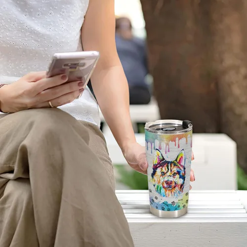 Miniatura 4 de Regalos para los amantes de los husky – Taza de acero inoxidable de 20 onzas, regalo divertido y único para dueños de perros husky, perfecto