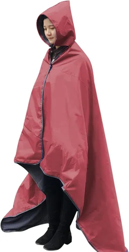 Miniatura 24 de DUKUSEEK - Manta de camping portátil para exteriores con capucha, manta grande plegable para mochileros con capucha para estadios, edredón ligero