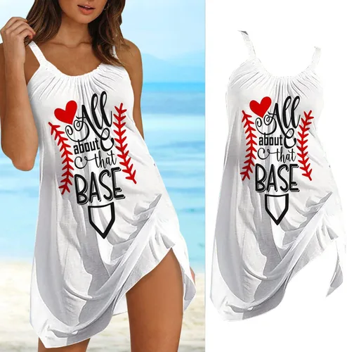 Miniatura 2 de PeQAQ Vestidos de verano para mujer, camiseta de béisbol 2023, sin mangas, mini vestidos bohemios, de moda, casual, holgado, sin mangas