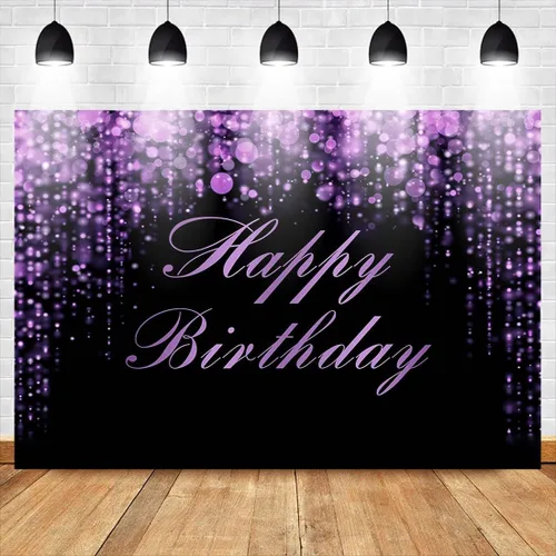 Miniatura 2 de Avezano Fondo de cumpleaños morado con lentejuelas Bokeh con purpurina, fondo de fotografía de feliz cumpleaños para niñas y mujeres, suministros