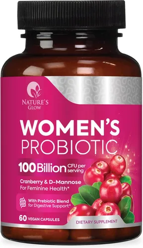 Probióticos para mujeres 100 mil millones de UFC por porción - Probiótico para mujer para la salud digestiva 16 cepas únicas - Balance diario del pH