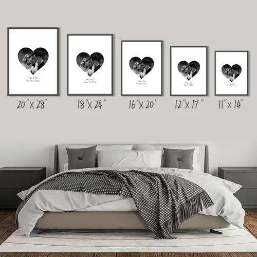 Miniatura 6 de Impresiones en lienzo personalizadas con fotos de pareja y nombre, iniciales personalizadas con nombre y fecha especial, juego de 3 impresiones