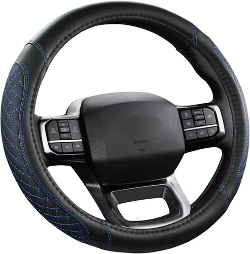 Miniatura 8 de West Llama - Funda para volante de automóvil (acolchado con diamante, negro y azul)