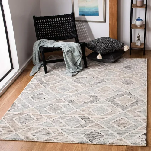 Miniatura 6 de SAFAVIEH Precious Collection - Alfombra de pasillo, 2 pies 6 pulgadas x 8 pies, azul y beige, hecha a mano, lana geométrica bohemia, ideal