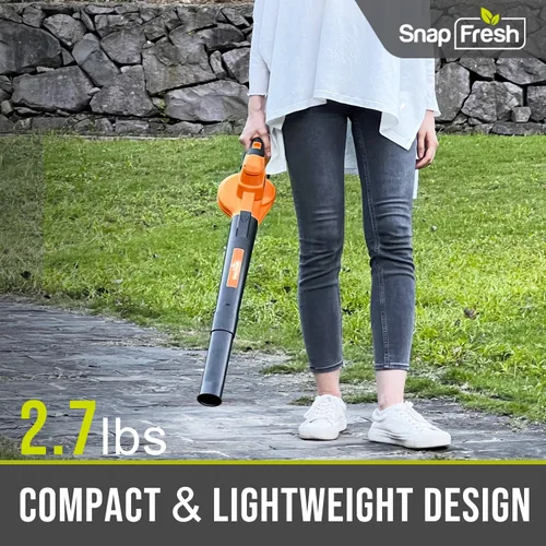 Miniatura 4 de SnapFresh Soplador de hojas inalámbrico Soplador eléctrico de hojas de 20 V con batería de 2.0 Ah y cargador Soplador de hojas ligero de 2