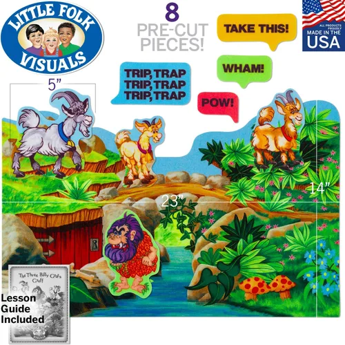 Miniatura 2 de Little Folk Visuals Billy Goats Gruff - Juego de 8 piezas de fieltro precortadas
