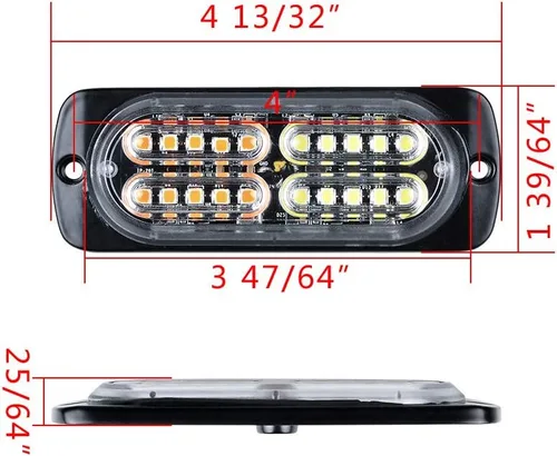 Miniatura 2 de Set 80 unids ámbar blanco 20-LED advertencia emergencia faro peligro intermitente luz estroboscópica coche camión remolque 12 V 24 V