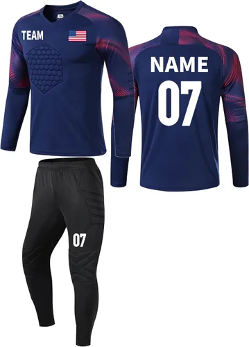 TOMIYO Camiseta de portero personalizada para hombre y pantalones cortos, camisetas y pantalones de portero de fútbol juvenil, kit de uniforme de
