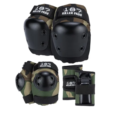 187 Killer Pads Conjunto de Seis Almohadillas, Coderas, Rodilleras y Muñequeras - Ideal para Skateboarding, Patinaje sobre Ruedas y Patinaje en