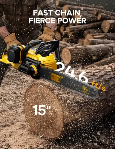 Miniatura 3 de DeForce Motosierra Eléctrica Inalámbrica de 16" 40V, para Baterías DeWalt 20V Max, Motosierra a Batería sin Escobillas, con Engrasador Automático