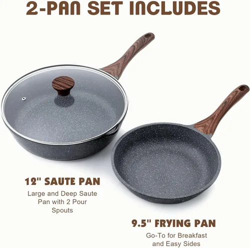 Miniatura 3 de SENSARTE Sartén antiadherente, sartenes de tortilla con revestimiento de granito suizo, utensilios de cocina saludables, libres de PFOA añadido Gris