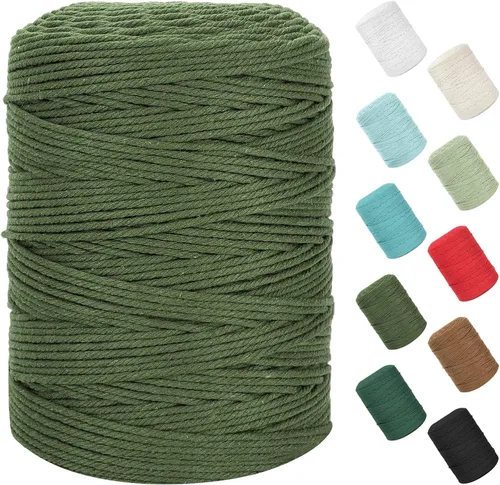 Miniatura 156 de Cordón de macramé de 0.079 in x 380 yardas (1140 pies), cuerda de algodón natural para colgar en la pared, ganchos de plantas, manualidades, Beige