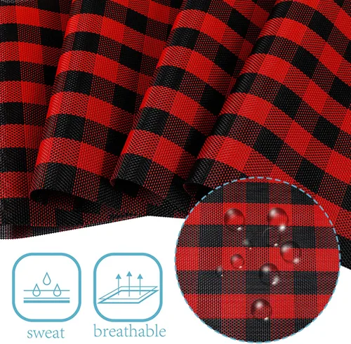 Miniatura 2 de Buffalo Check - Juego de 6 manteles individuales para interiores, manteles individuales lavables a cuadros negros y rojos, manteles individuales