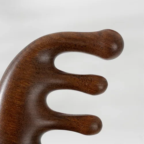 Miniatura 7 de Peine de meridianos de cinco dientes de madera pura 100% natural, hecho a mano, portátil, alambre dorado, sándalo, cabeza ancha, meridianos