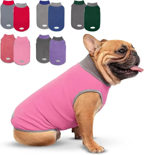 Miniatura 20 de cyeollo Paquete de 2 suéteres elásticos de forro polar para perro, chaqueta reflectante de invierno para perros, suéteres para perros medianos