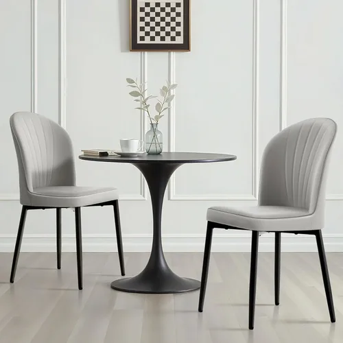 Miniatura 9 de Lamberia Juego de 2/4 sillas de comedor tapizadas resistentes a los arañazos con asiento acolchado grueso y patas de acero, sillas modernas