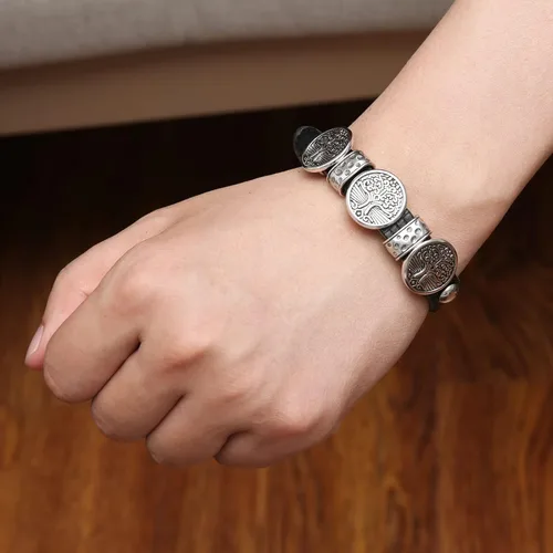Miniatura 4 de HZMAN Pulseras vikingas trenzadas de cuero para hombres y niños, estilo nórdico, vintage, árbol de la vida, pulsera de talismán, regalo de joyería