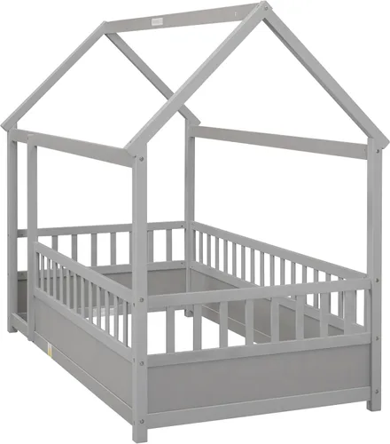 Miniatura 8 de Bellemave Montessori - Cama de tamaño individual con barandillas para vallas, cama de madera con rieles, marco de cama de casa de juegos para niños