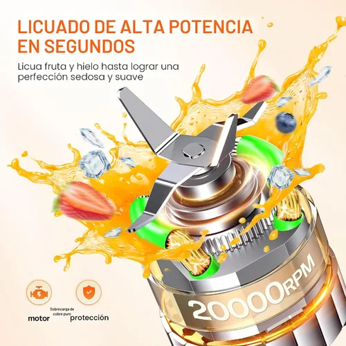 Miniatura 6 de Turelar Licuadora para licuados de frutas portátil para batidos y batidos para cocina con 2 vasos portátiles de 24 onzas y tapa extra, máquina