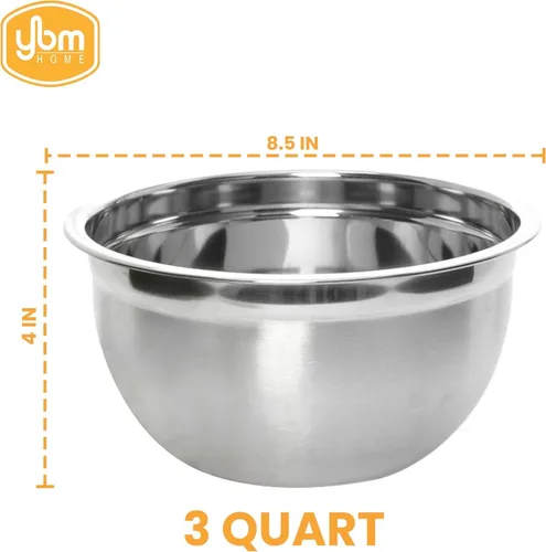 Miniatura 2 de Ybmhome Recipiente de mezcla de acero inoxidable de calidad profesional profunda para servir, mezclar, cocer y hornear (2.84 L)