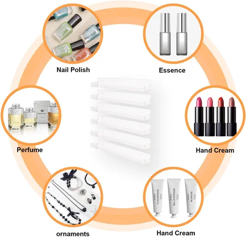 Miniatura 3 de BTremary - Estante para esmaltes de uñas de 15" montado en pared, acrílico, organizador y almacenamiento de pinturas en gel con tapas de extremo