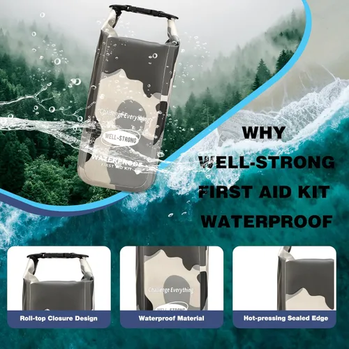 Miniatura 2 de Kit de Primeros Auxilios Impermeable con Tapa Enrollable para Barco, Kit de Emergencia con Contenidos Impermeables para Pesca, Kayak, Canotaje