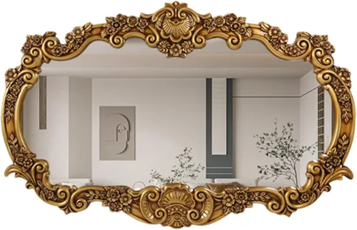 Espejo decorativo barroco con marco extra grande, 45.3 x 30.7 in/45 x 31, espejo rectangular para pared de baño, espejo vintage colgante horizontal