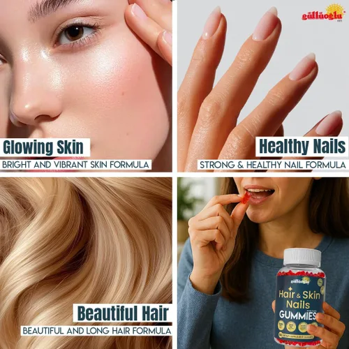 Miniatura 3 de SINCE 1871 GÜLLÜOGLU Gomitas para cabello, piel y uñas, biotina 5000 mcg, colágeno 200 mg y queratina 50 mg - con MSM, bambú y vitaminas A, C, D, E